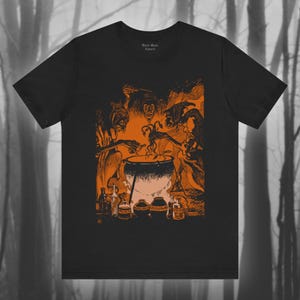 As Três Bruxas, Hexen, Macbeth, Poção de Bruxa, Camiseta Vintage Assustadora, Camiseta de Bruxaria, Camiseta Gótica, Camiseta Unissex de Magia Negra Oculta