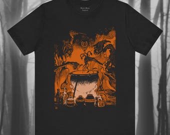 Las Tres Brujas, Hexen, Macbeth, Brebaje de Brujas, Camiseta Vintage Escalofriante, Camiseta de Brujería, Camiseta Gótica, Camiseta de Magia Negra Oculta, Camiseta Unisex