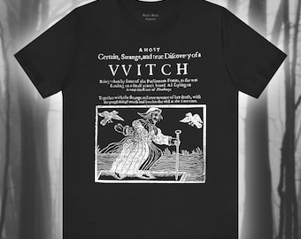 Ontdekking van een heks, T-shirt heksenprocessen, shirt heksenjacht, shirt hekserij, Salem, occult, zwarte magie, uniseks jersey T-shirt met korte mouw