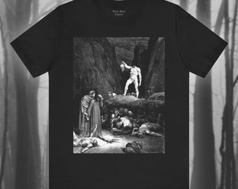 Dantes Inferno Shirt, Bertran de Born, Gustave Dore Tshirt, Bookworm T-shirt, Classic Literature, Gothic, Reading Unisex Short Sleeve Tee