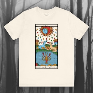 La Lune, camiseta Moon Tarot, camiseta Occult Art, Tarot de Marseille, Celestial, camiseta Astrology, camiseta gótica unissex de manga curta