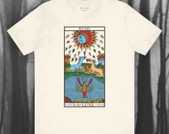 La Lune, Moon Tarot T-shirt, Occult Art Shirt, Tarot de Marseille, Celestial, Astrology Tee, Gothic Unisex Jersey Short Sleeve Tee