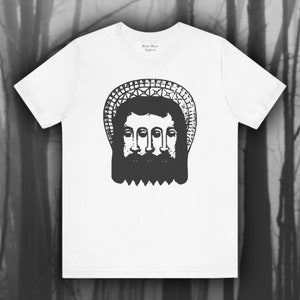 Faces of the Trinity, Trippy Jesus Shirt, Surreal Psychedelic Angel T-shirt, Celestial Being Unisex Jersey Short Sleeve Tee