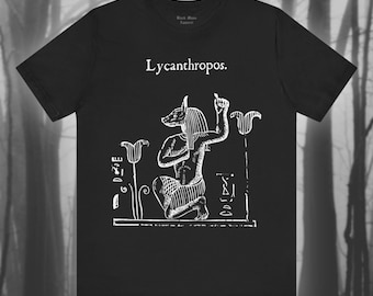 Lycanthropos, Werwolf Shirt, Lycanthrope T-Shirt, gruselige Kunst Tshirt, Vintage Monster, Gothic Unisex Jersey Kurzarm T-Shirt
