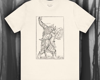 Weerwolfshirt Lycanthrope Middeleeuwse kunst Vintage T-shirt Unisex jersey T-shirt met korte mouw