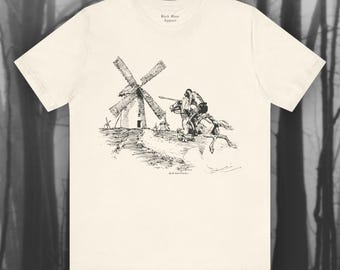 Tilting at Windmills, Don Quixote, Classic Literature Shirt, Reading T-shirt, Novel Tshirt, Bookworm Top, Reader, Vintage Unisex Tee