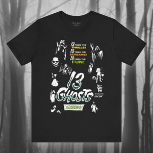 13 Ghosts 1960, Horror Movie T-shirt, Classic Film Tshirt, Ghost Movie Shirt, Vintage Cinema, Spooky, Creepy Unisex Jersey Short Sleeve Tee