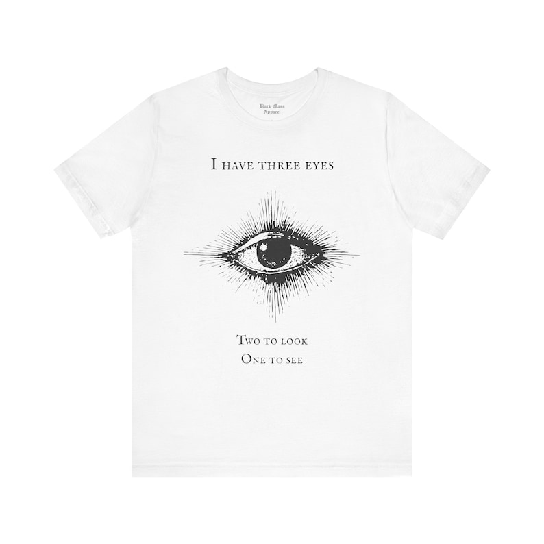 Third Eye, All Seeing Eye T-shirt, Spiritual Shirt, Yoga, Celestial, Trippy Boho Tshirt, Psychedelic Unisex Jersey Short Sleeve Tee White