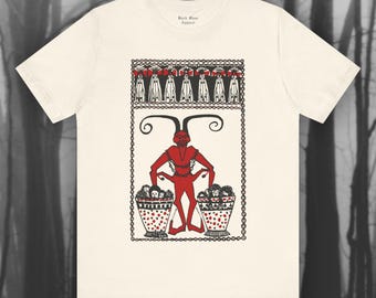 Krampus II, Creepy Christmas Shirt, Spooky Holiday T-shirt, Folklore T Shirt, Demon Tshirt, Creepmas, Gothic Unisex Short Sleeve Tee
