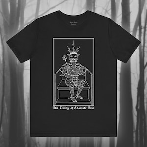 The Trinity of Absolute Evil, Lucifer Shirt, Vintage Art Satan T-shirt, Demonology Tshirt, The Devil, Gothic Unisex Jersey Short Sleeve Tee