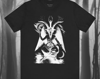 Baphomet, Eliphas Levi Art, Sabbatic Goat Shirt, Demon Tshirt, Gothic, Witchcraft, Occult, Black Magic Unisex Jersey Short Sleeve Tee