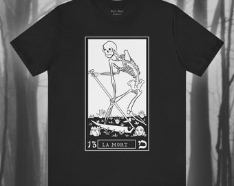 La Mort, Danse Macabre Shirt, Dance of Death T-shirt, Tarot Tshirt, Skeleton T shirt, Vintage Creepy Gothic Unisex Short Sleeve Tee