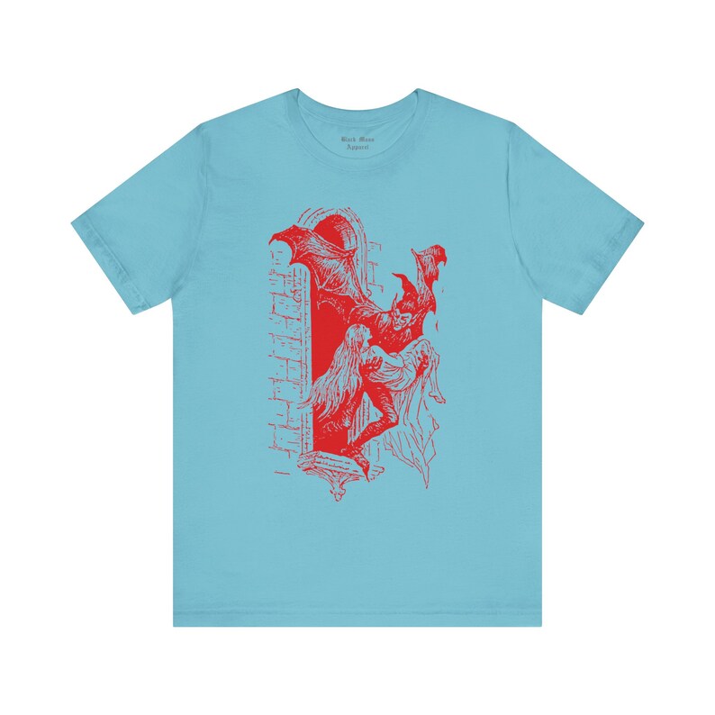 Vintage Dracula, Gothic Shirt, Vampire T-shirt, Creepy Art, Goth Tshirt, Retro Unisex Jersey Short Sleeve Tee