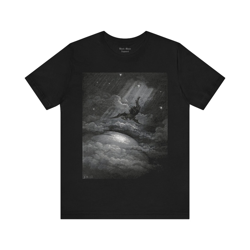 Towards the Coast of Earth Beneath, Paradise Lost Shirt, Gustave Dore Art, John Milton, Classic Literature Unisex Jersey Short Sleeve Tee