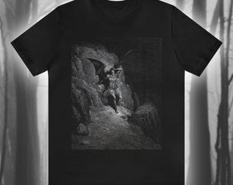 Lucifer, Paradise Lost Shirt, Gustave Dore Art, Classic Literature Unisex Jersey Short Sleeve Tee