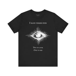 Third Eye, All Seeing Eye T-shirt, Spiritual Shirt, Yoga, Celestial, Trippy Boho Tshirt, Psychedelic Unisex Jersey Short Sleeve Tee Black