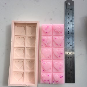 Heart design 10 section wax melt bar silicone mould