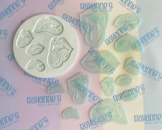 Lips Silicone Mould Inlay, Set of Polymer Clay Stamp