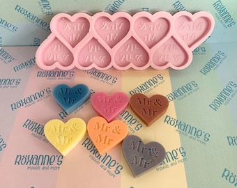 Mr & Mr favour hearts individual wax melt silicone mould food safe available