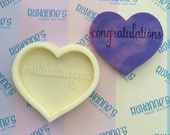 Congratulations Heart wax melt bar silicone mould-Food safe option available