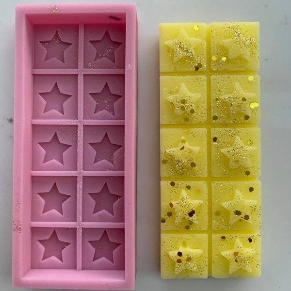 Star design 10 section wax melt bar silicone mould