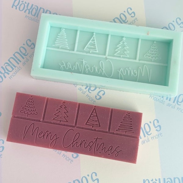 Merry Christmas Trees Wax Snap Bar Mould - Food safe option available