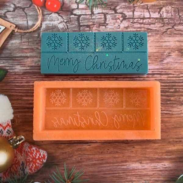 Merry Christmas Wax Snap Bar Mould-Food safe option available