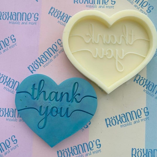 Thank You Heart wax melt bar silicone mould - Food safe option available