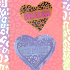 Mum Leopard Heart design wax melt bar silicone mould-Mother&#39;s day mold-mummy-mom-mam-Family -Resin-Jesmonite-chocolate-Food safe option