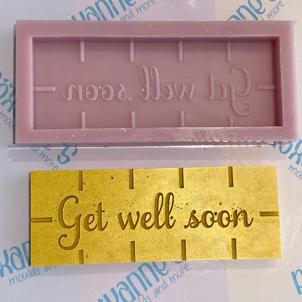 Get well soon design wax melt bar silicone mould Old Style-Food safe option available