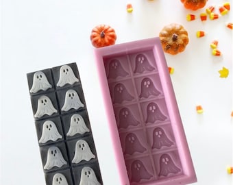 Halloween Ghost Wax Snap Bar Mould 10 cell section- Food safe option available