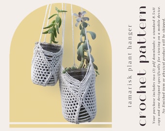 Tamarisk Hanging Planter Crochet Pattern PDF - Intermediate, Yarn, Textured Mesh Design