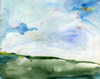 PAESAGGIO, acquerello, quadro, natura, pittura, verde, lettera, arredamento per la casa