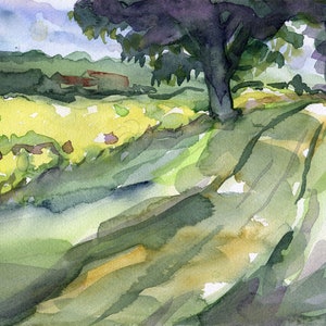 LANDSCHAFT, Kunstkarte, Bild Aquarell