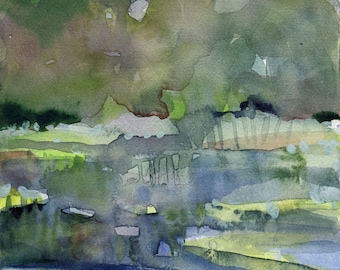 PAESAGGIO, cartolina d'arte, acquerello