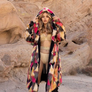 Twilight MUSE Faux Fur Coat - Festival Reverbible Fur Jacket Pink