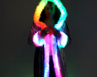 Led light shop up fur coat