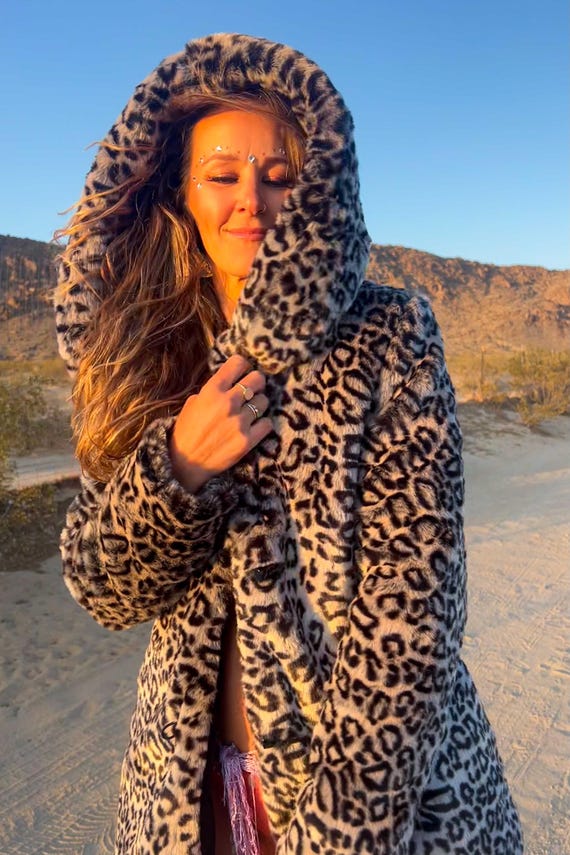 Hooded Jacket Leopard Print Furry Jacket Buy Angel Rocket Natural