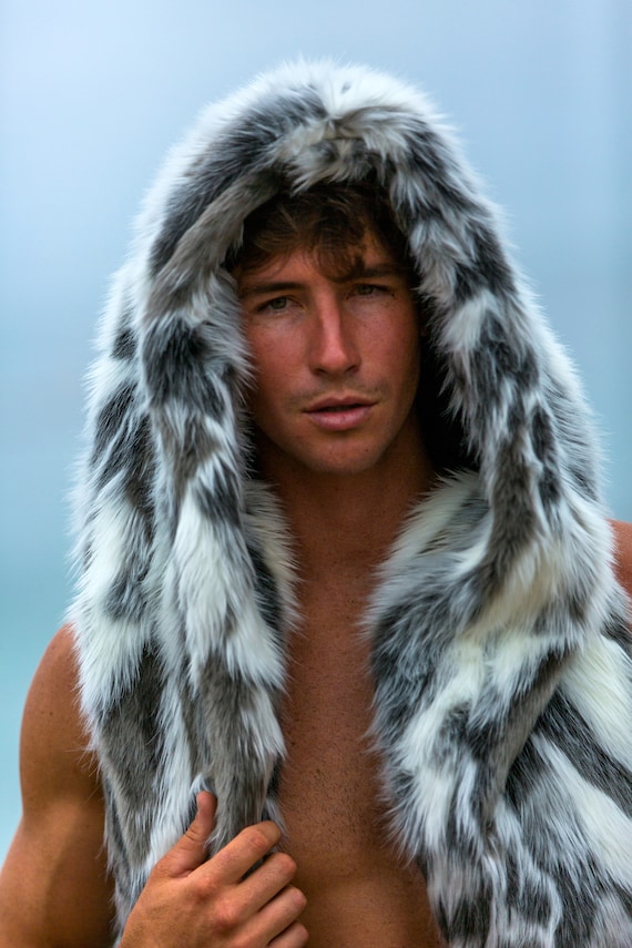 Buy > fur hooded vest mens > in stock