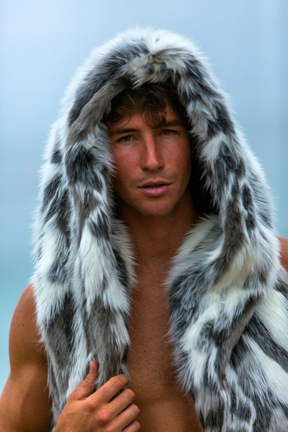 winter vest with fur hood