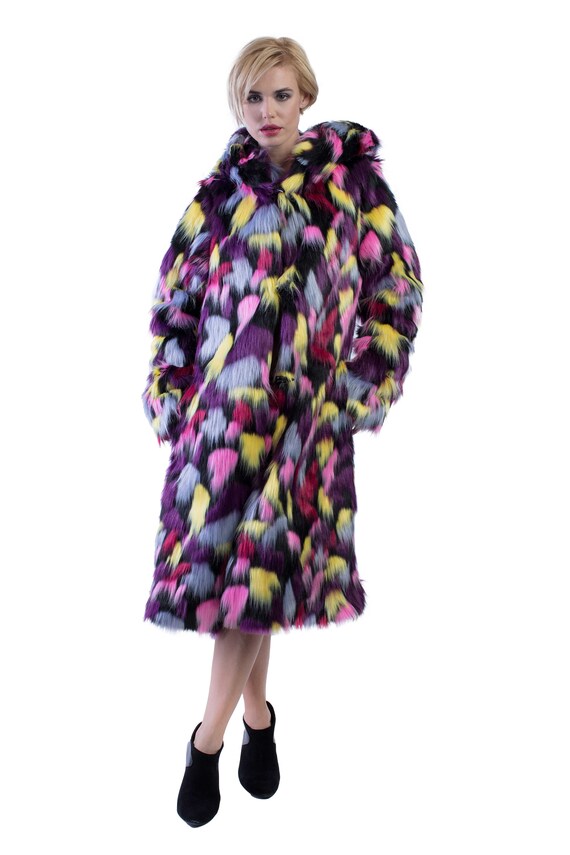ジャケット・アウター muguet volume fake fur coat Women's Faux Fur Hooded Coat in 
