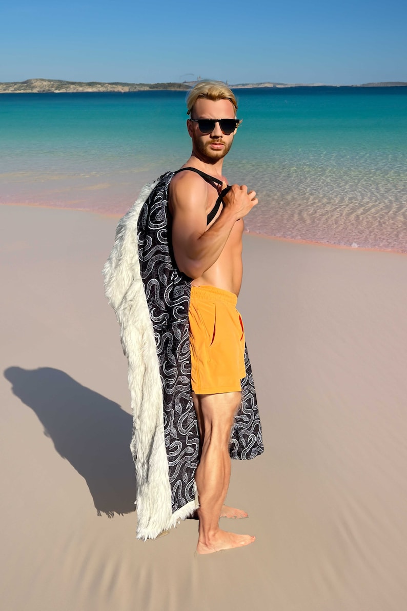 Ryan Gosling Ken White Faux Fur Coat, Halloween Cosplay Costume, Mens Long White Faux Fur, Fake Fur Jacket, Festival Coat, Burning Man Coat image 5