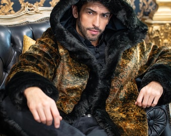 JON SNOW Faux Fur Coat - Mens Big Hooded Jacket - Etsy