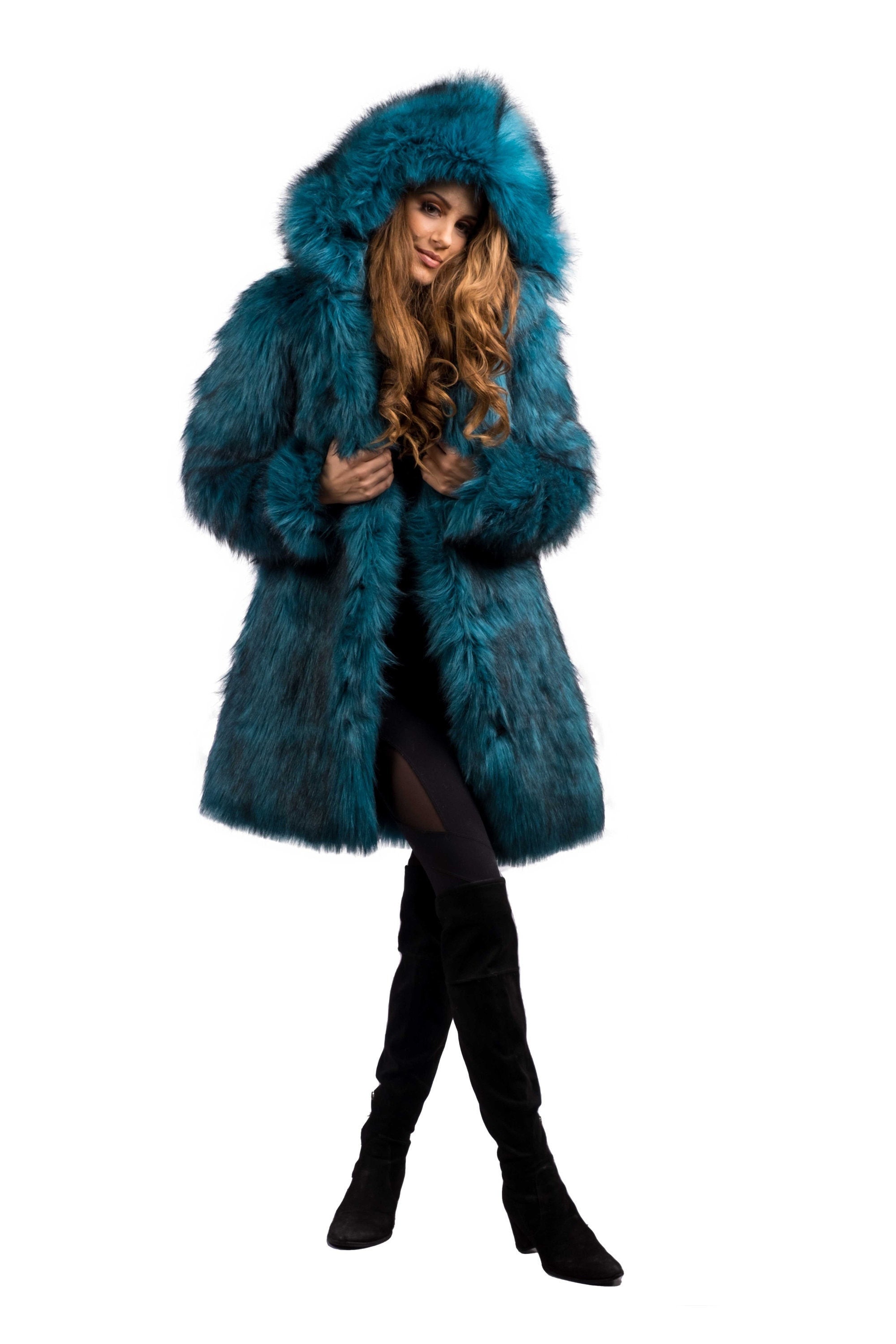 knee length faux fur coat