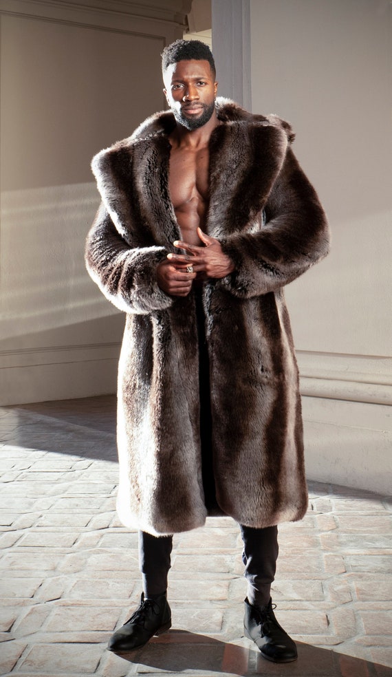 Men's Faux Fur CHINCHILLA TISSAVEL Luxury Fur Coat in - Etsy