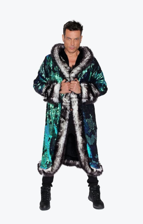 Green fur hotsell coat men