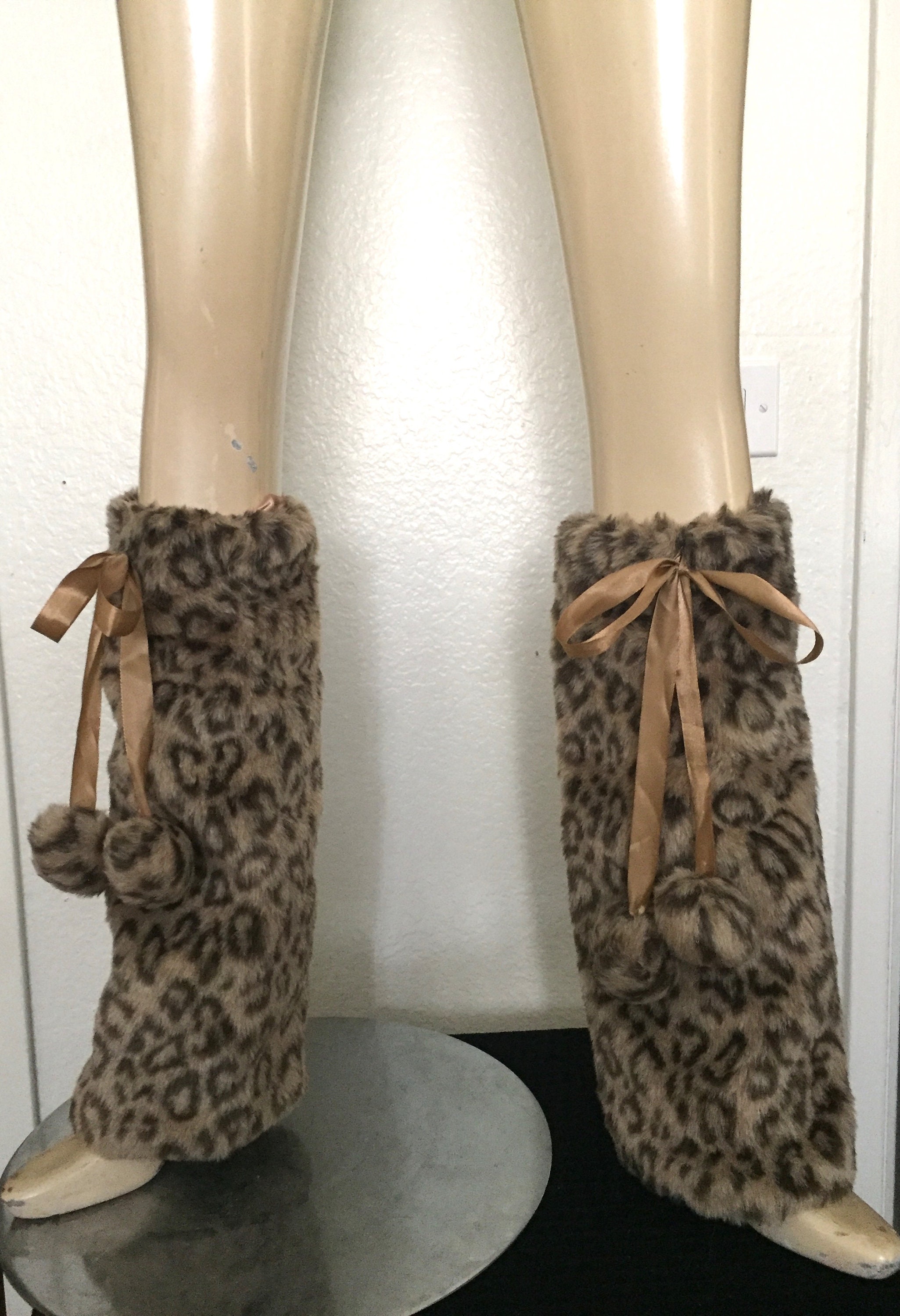 SALE Faux Fur BOOT COVERS With Pom Pom Ties for Burning Etsy