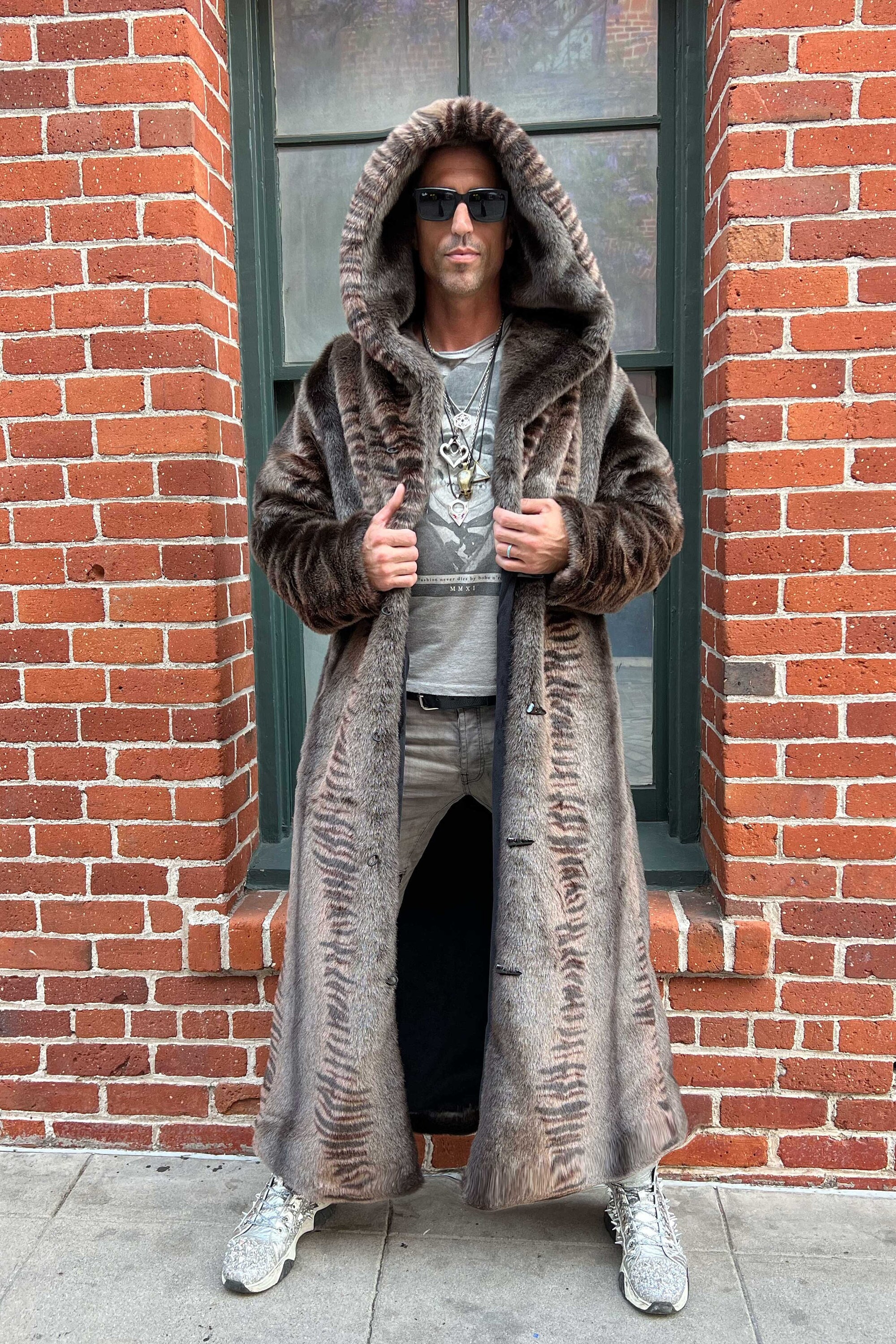 Long Men Luxury Real Fox fur Coat Winter Warm Fur Jackets Lapel Fluffy  Overcoat