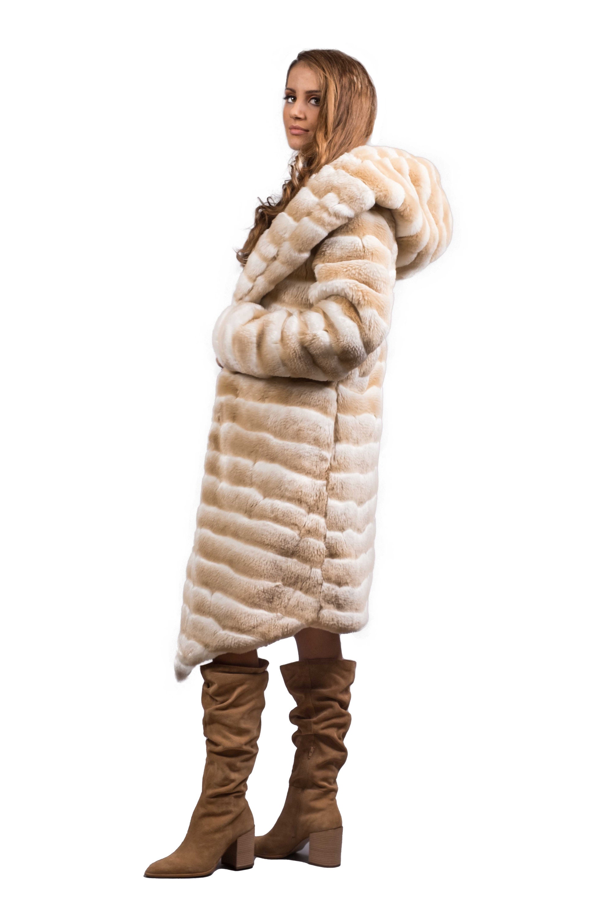 ジャケット・アウター ESMOK fur fooded long coat beige36 ESMOK fur fooded long coat beige36