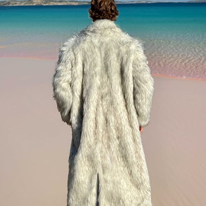 Ryan Gosling Ken White Faux Fur Coat, Halloween Cosplay Costume, Mens Long White Faux Fur, Fake Fur Jacket, Festival Coat, Burning Man Coat image 6